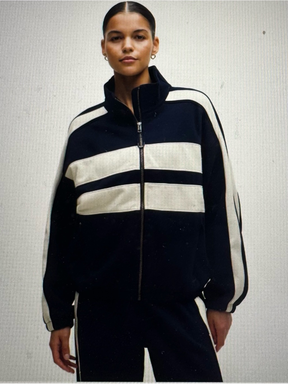 lululemon athletica Women's Steady State Oversized Funnel Full Zip Stripe Navy